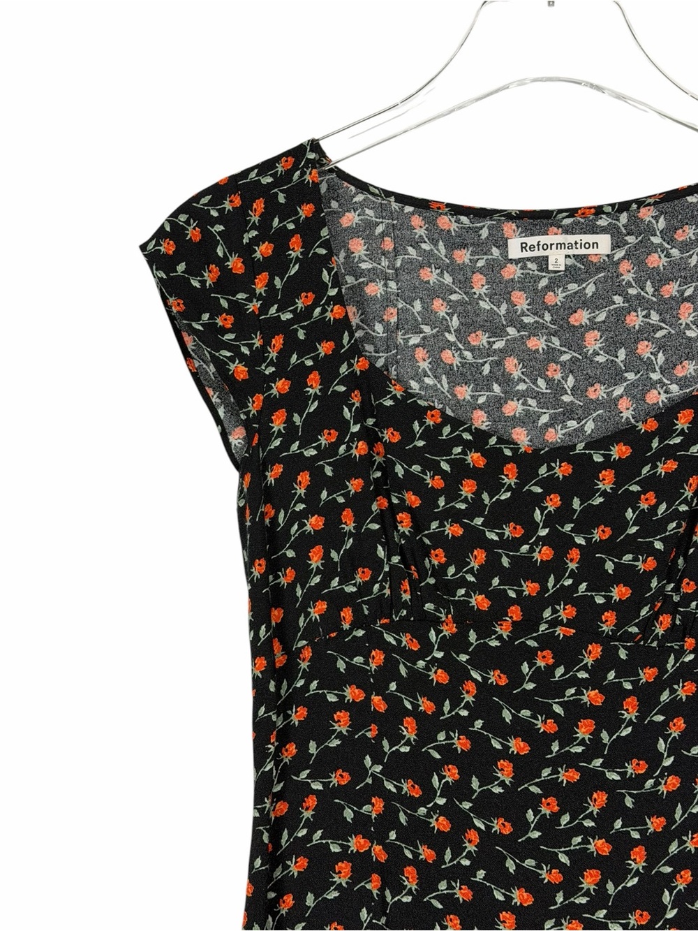 Reformation Olencia Floral Mini Dress Black Orange Size 2 - Picture 5 of 9